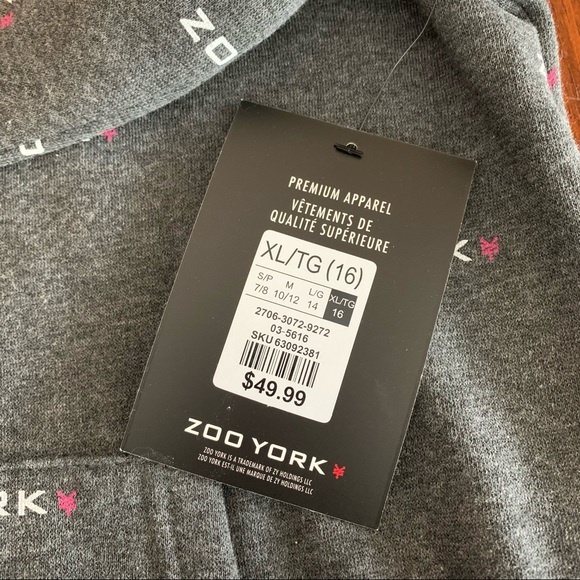 Zoo York, Grey Hoodie with Pink Chenille Appliqué Logo, size 16 girls - Picture 6 of 9